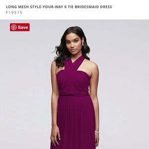 David’s Bridal Long Mesh Bridesmaid Dress F19515